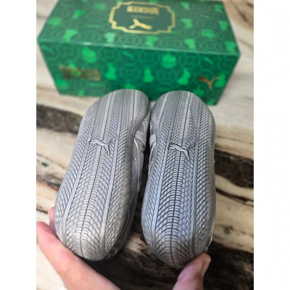 Puma x Wicked Glinda Mary Jane Metallic Silver Embroidered Sneakers Broadway NEW